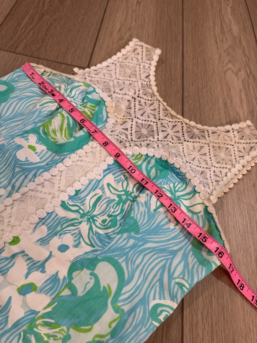 Lilly Pulitzer Sofia Shift Dress Wave Rider All Over Print Preppy Sz 6 Lace trim - Picture 7 of 12